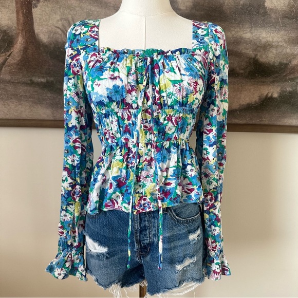 SO Tops - SO Floral Blue Blouse